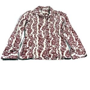 Faithfull the Brand Womens Estelle Fitted Shirt Floral Red White Cotton Sz 2